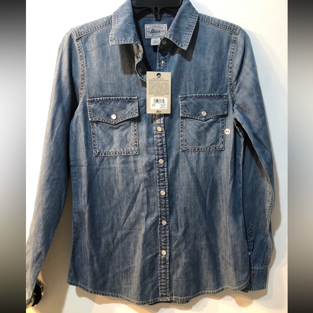 Bass Button up casual denim longsleeve shirt